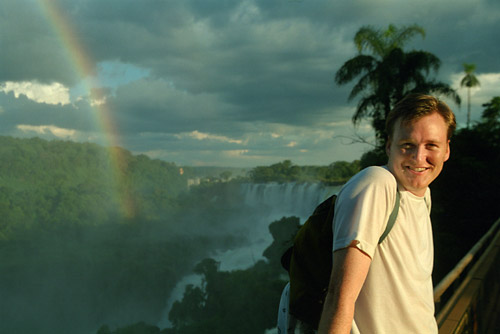 Geoff with rainbow over Iguazu 2